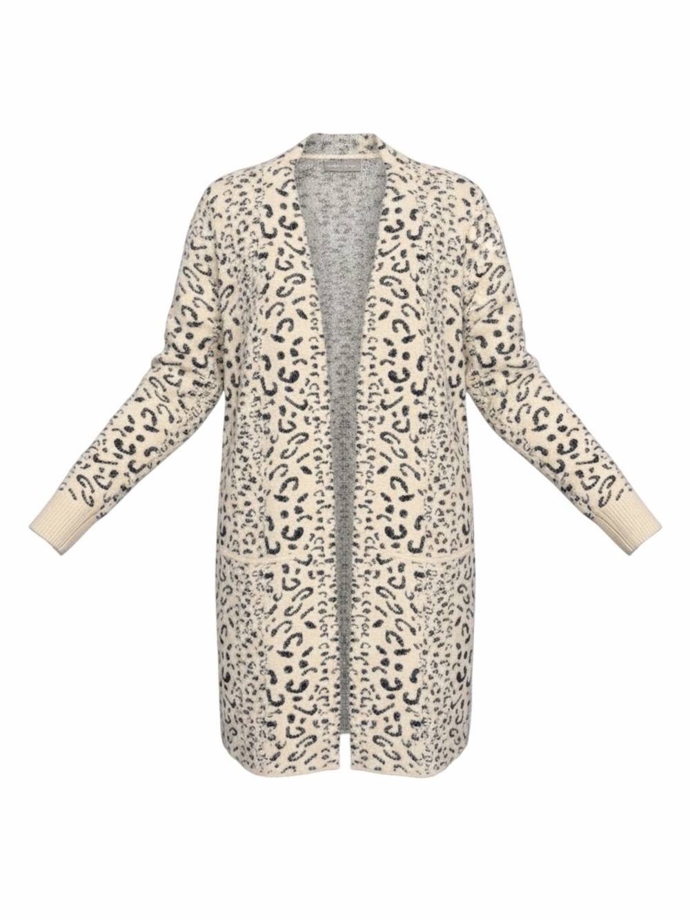 Cozy Leopard Open-Front Long Line Cardigan Sweater